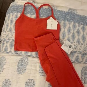 Beyond Yoga Spacedye Tank and Leggings SET Coral Pink